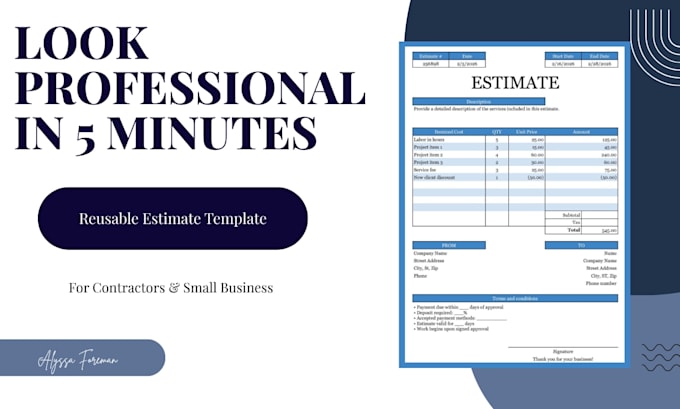 set up a clean, professional estimate template