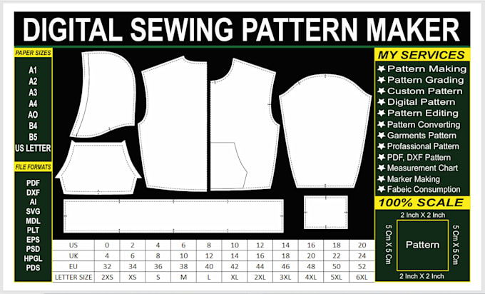 create professional sewing patterns for your any garments PDF,dxf,ai