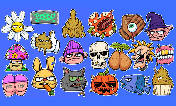 draw cartoon character for sticker