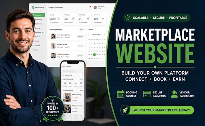 create service marketplace directory website with booking and vendor dashboard