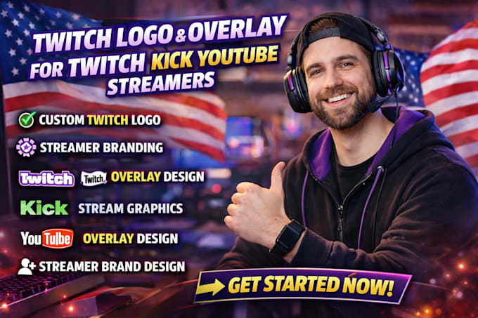 Progetta logo twitch e overlay per streamer su twitch, kick e youtube