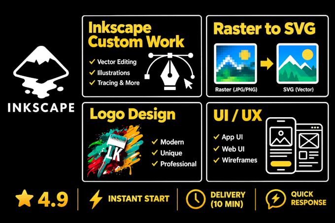 do inkscape ai or raster to vector logo design  elements sets