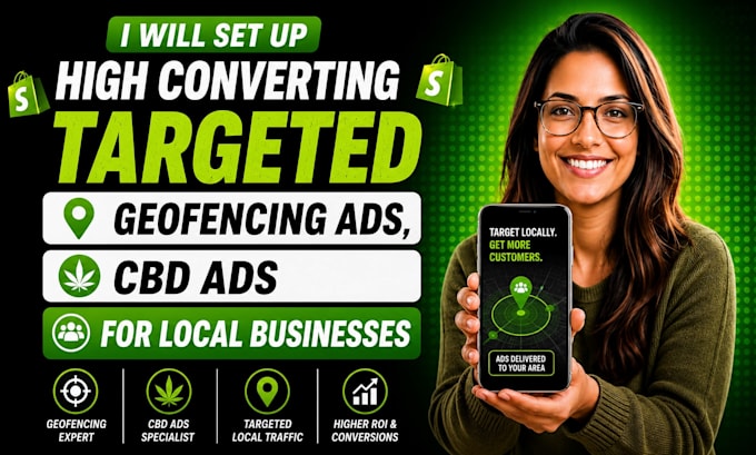 set up high converting targeted geofencing ads, cbd ads for local businesses