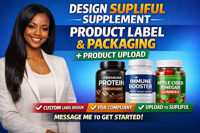 design supliful supplement product label packaging label product upload