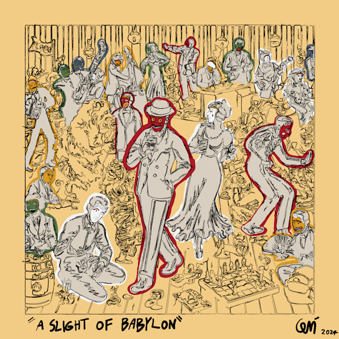 create a gritty, hand drawn digital illustration for cover art