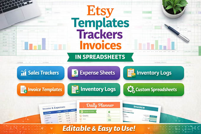 make etsy templates trackers invoices planers in spreadsheet