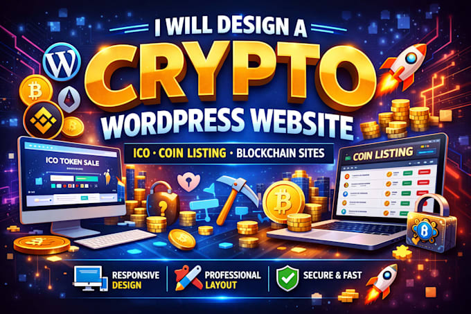 design crypto wordpress website, ico, coin listing website