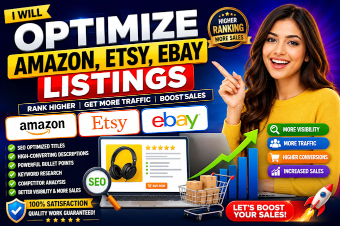 optimize amazon, etsy, ebay listings