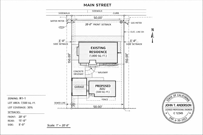 create stamped plot plans for house permits in los angeles