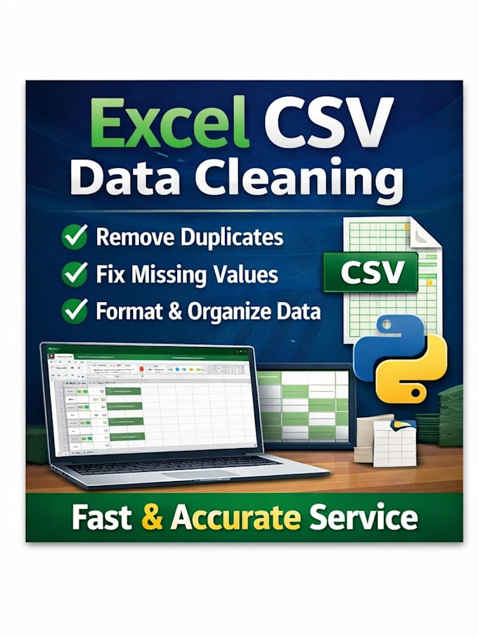 excel  CSV data cleaning and service