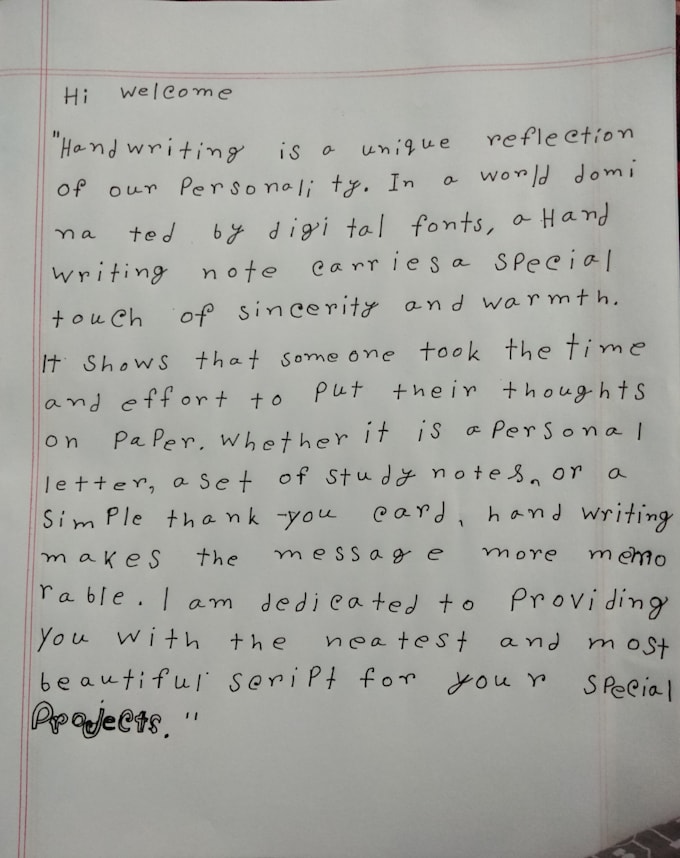hand writing assignment job