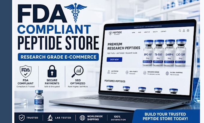 build fda compliant peptide website, research peptide, ecommerce peptide store