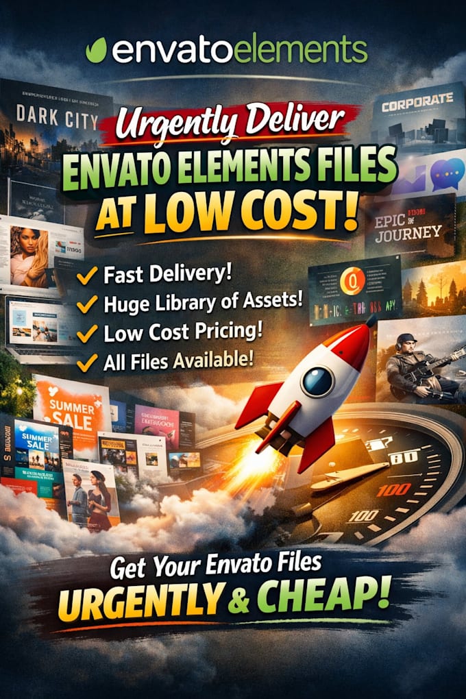urgently deliver any 3 envato elements files for 5 dollars