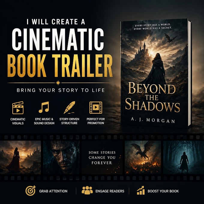 create an epic high quality cinematic book trailer