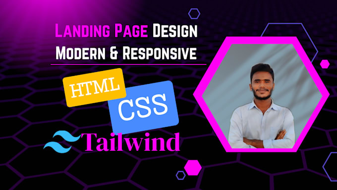 create landing page using HTML CSS and tailwind for responsive design