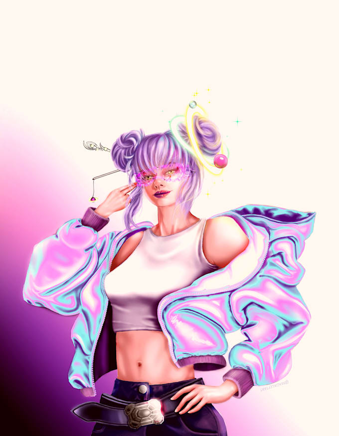 draw a custom character in a semirealistic style