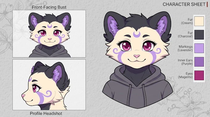 create furry reference sheet ref sheet furry character design furry oc headshot