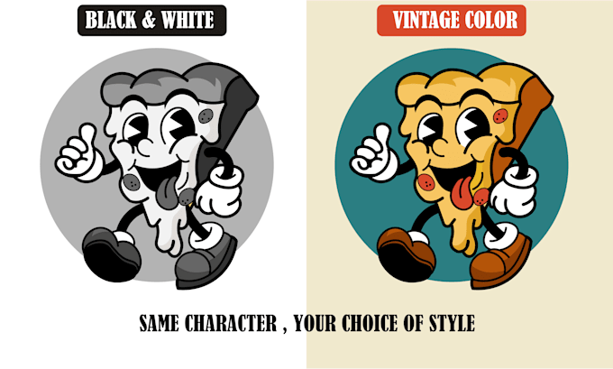 draw a vintage rubber hose vector cartoon mascot for your brand