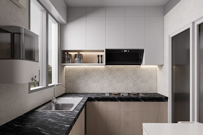 design your kitchen, layout plan, 3d and rendering