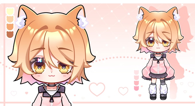 design a chibi vtuber model art ready for rigg