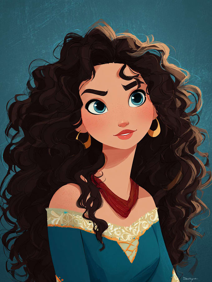beautiful portrait in disney cartoon