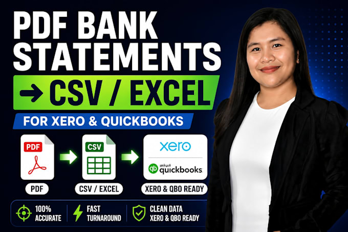 convert PDF bank statements to CSV or excel for xero and quickbooks
