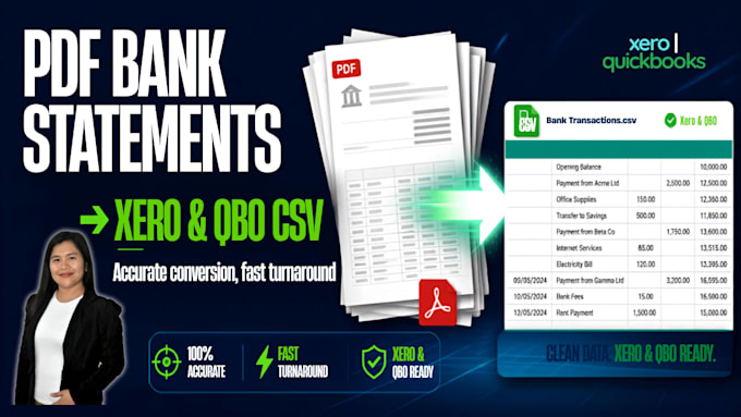 convert PDF bank statements to CSV for xero and quickbooks