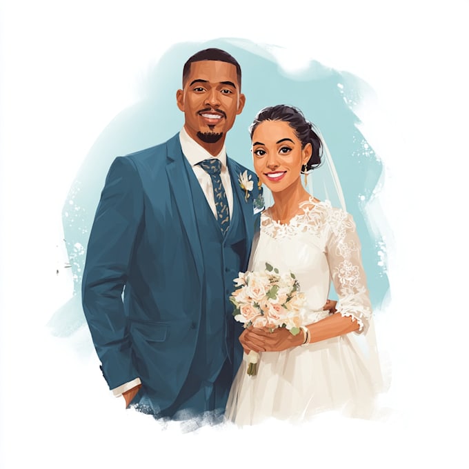 draw couple portrait with simple drawing illustration