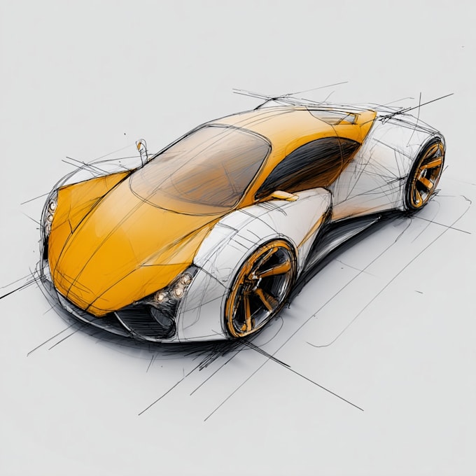 design a car from sketches into 3d modelling