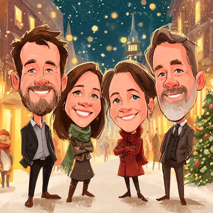 make christmas cartoon caricatures for you