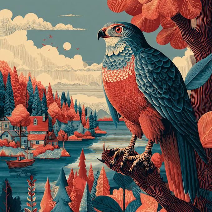 draw high quality illustration in linocut