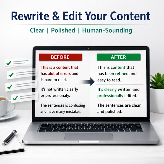 rewrite and edit your content for clarity, grammar, and readability