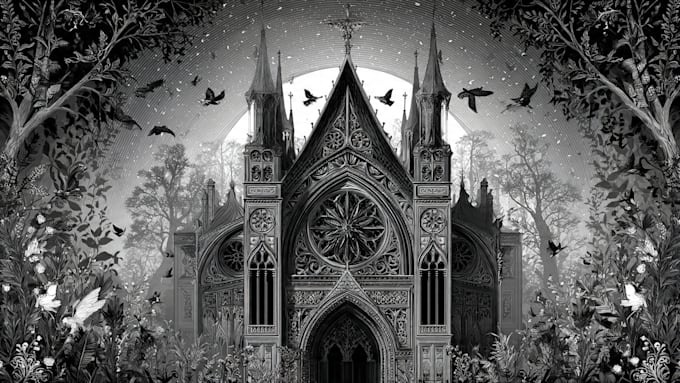 create a beautiful gothic ornamented illustration