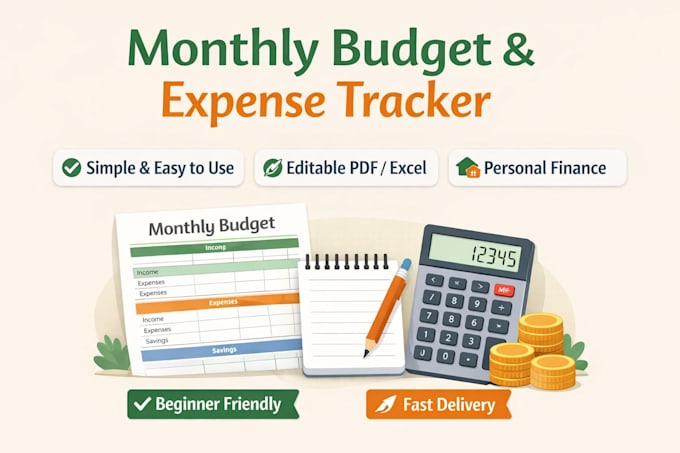 create simple monthly budget and financial tracker pdfs