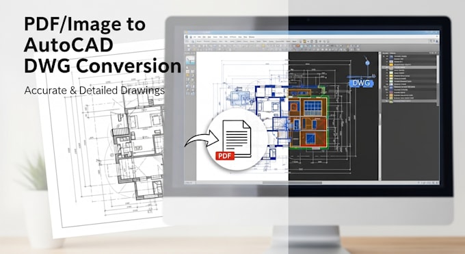 convert architectural PDF or image drawings into autocad dwg
