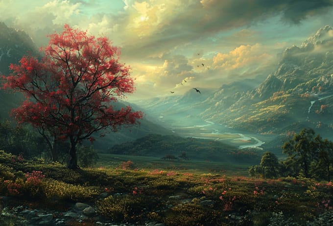 digitally paint fantasy landscape