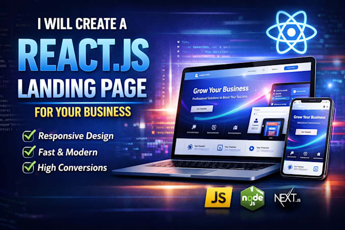 create a landing page in react js for your business