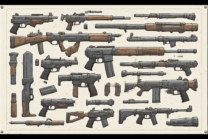 design creative concept art of weapons and items
