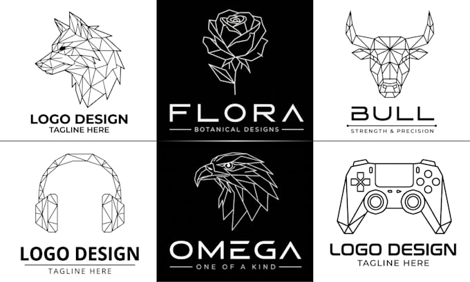 design line art polygonal, origami, low poly, geometric logo