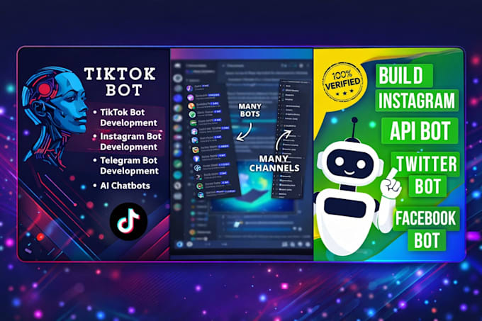develop automated tiktok bot, live streaming bot, instagram api bot, twitter bot