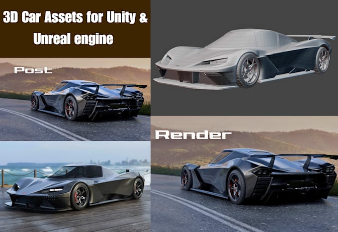 Modelaré autos 3d, vehículos 3d para assets de juegos en unity 3d, vr ...