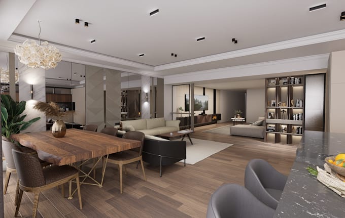 design a neoclassical interior design with realistic render