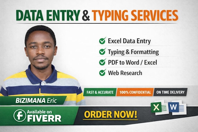do professional data entry typing and excel work
