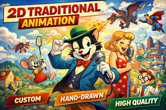 Criar animação tradicional 2d, animação no estilo anime 2d vídeo de ...