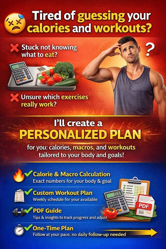 Build your personalized calorie macros and workout plan by Evora11 | Fiverr