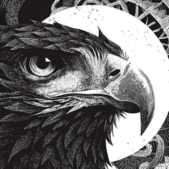 draw high quality illustration in linocut style