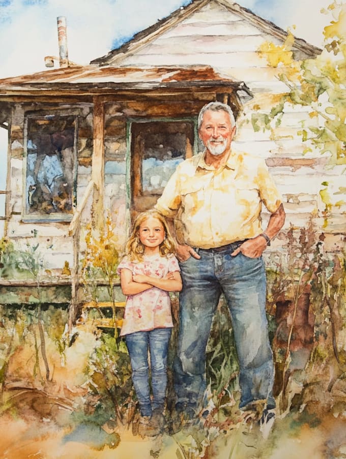 custom watercolor family portrait