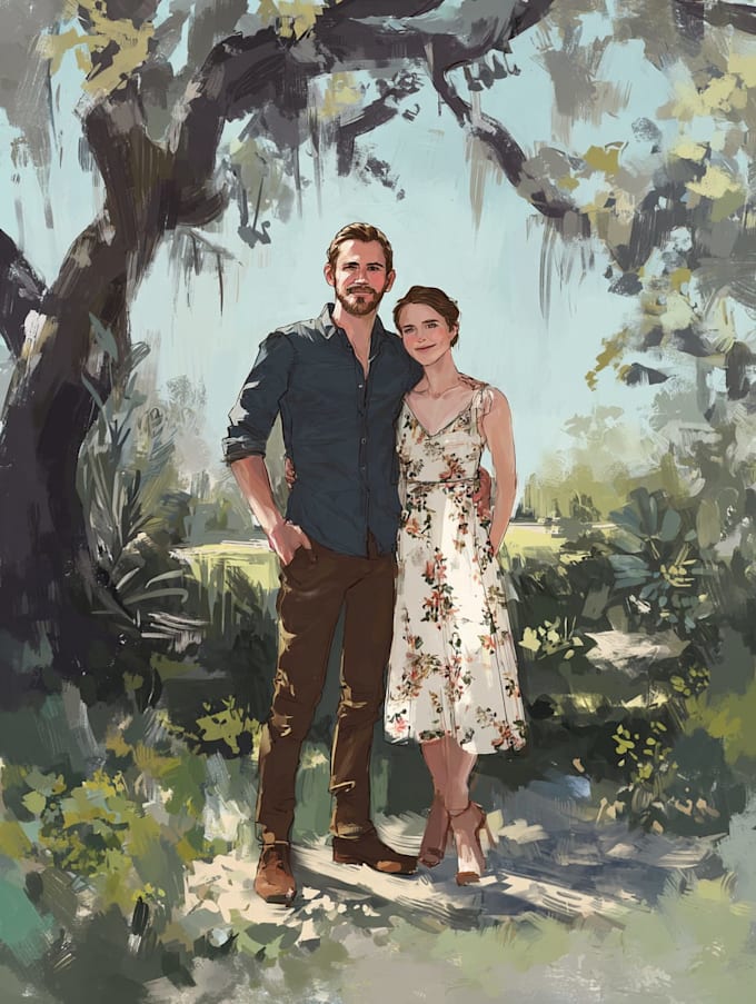 draw couple portrait illustration