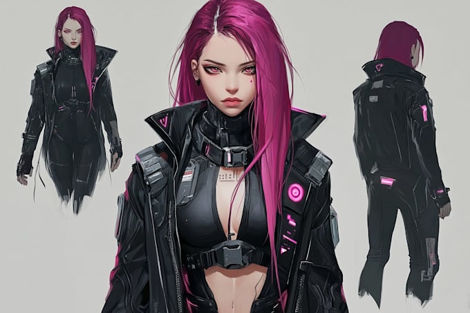 illustrate you as a cyberpunk style character