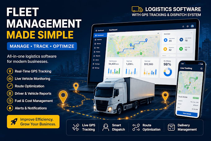 create logistics fleet management software with gps tracking and dispatch system